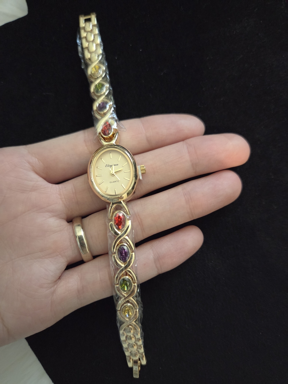 Vintage Style Gold-Tone Multigem Bracelet Watch - Quartz